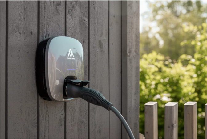 Elbil koblet til ladeboks