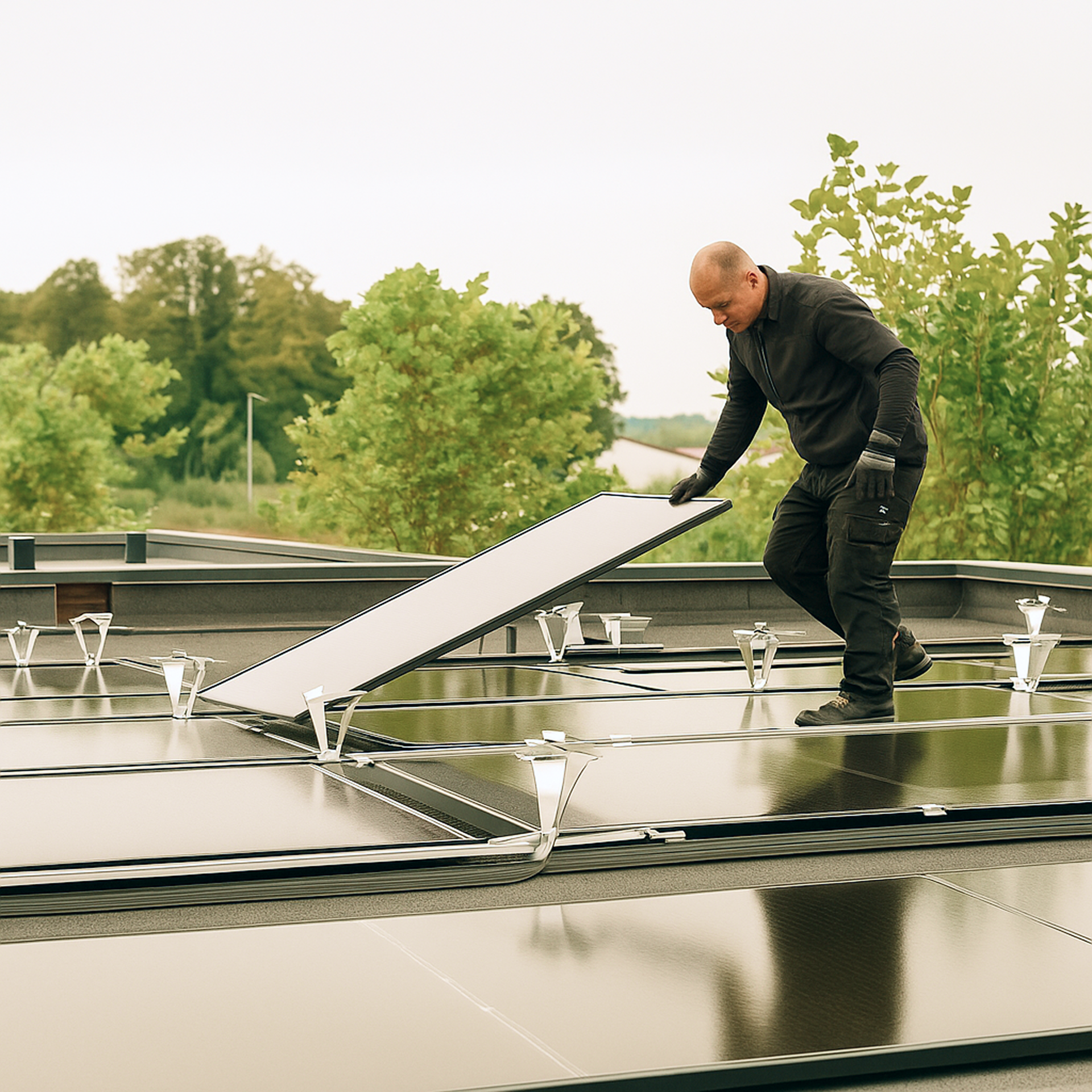 Montering af solceller på taget